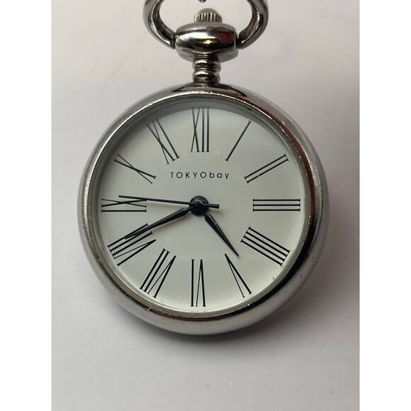 Tokyo Bay Quartz Pendant Pocket Watch Necklace 30" -  Open Face - New Battery - Picture 8 of 9